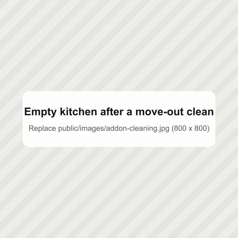 An empty, clean kitchen after a move-out clean